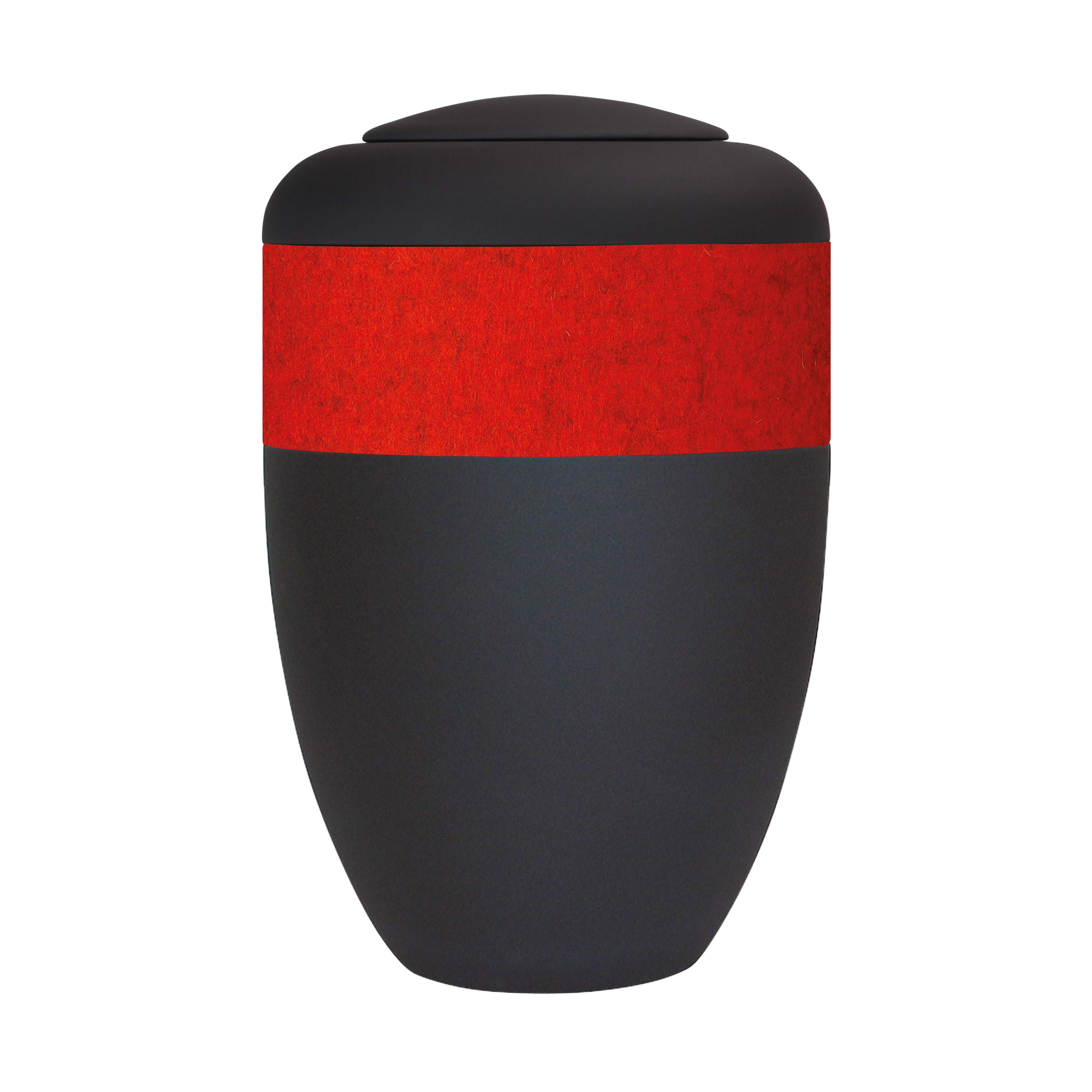 schwarze Ring-Urne mit rotem Filzring